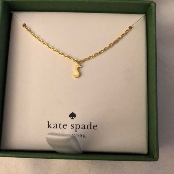 Kate Spade Gold Tone One In A Million Letter S Initial Pendant Necklace NWT Box - Picture 8 of 14